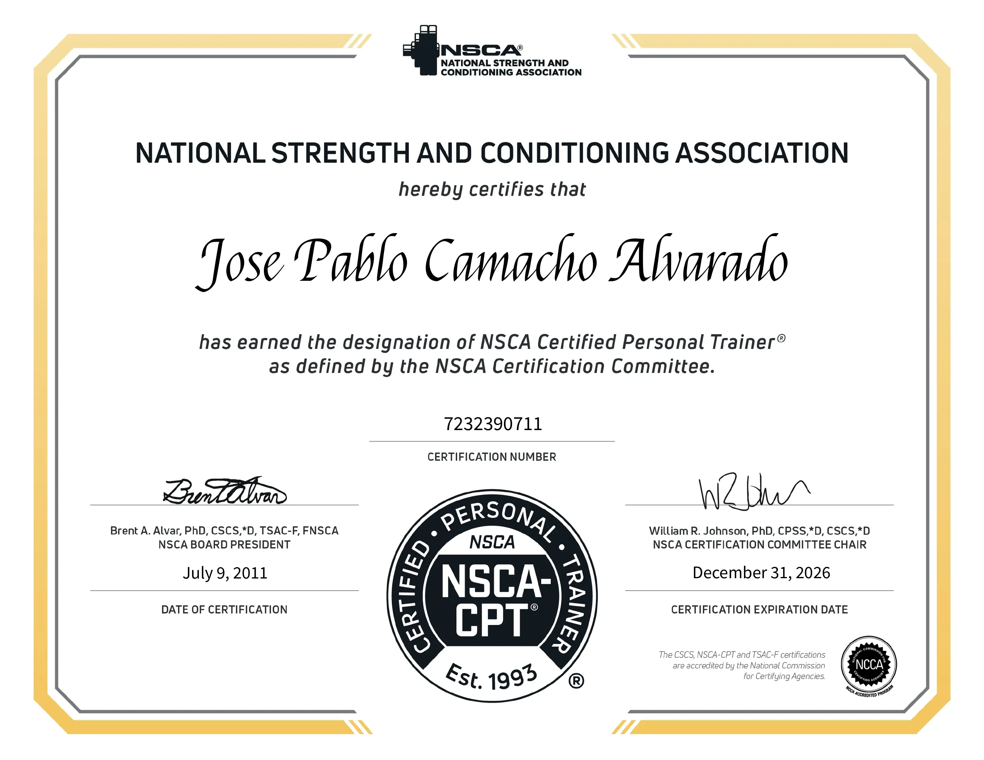 NSCA-CPT Certificate