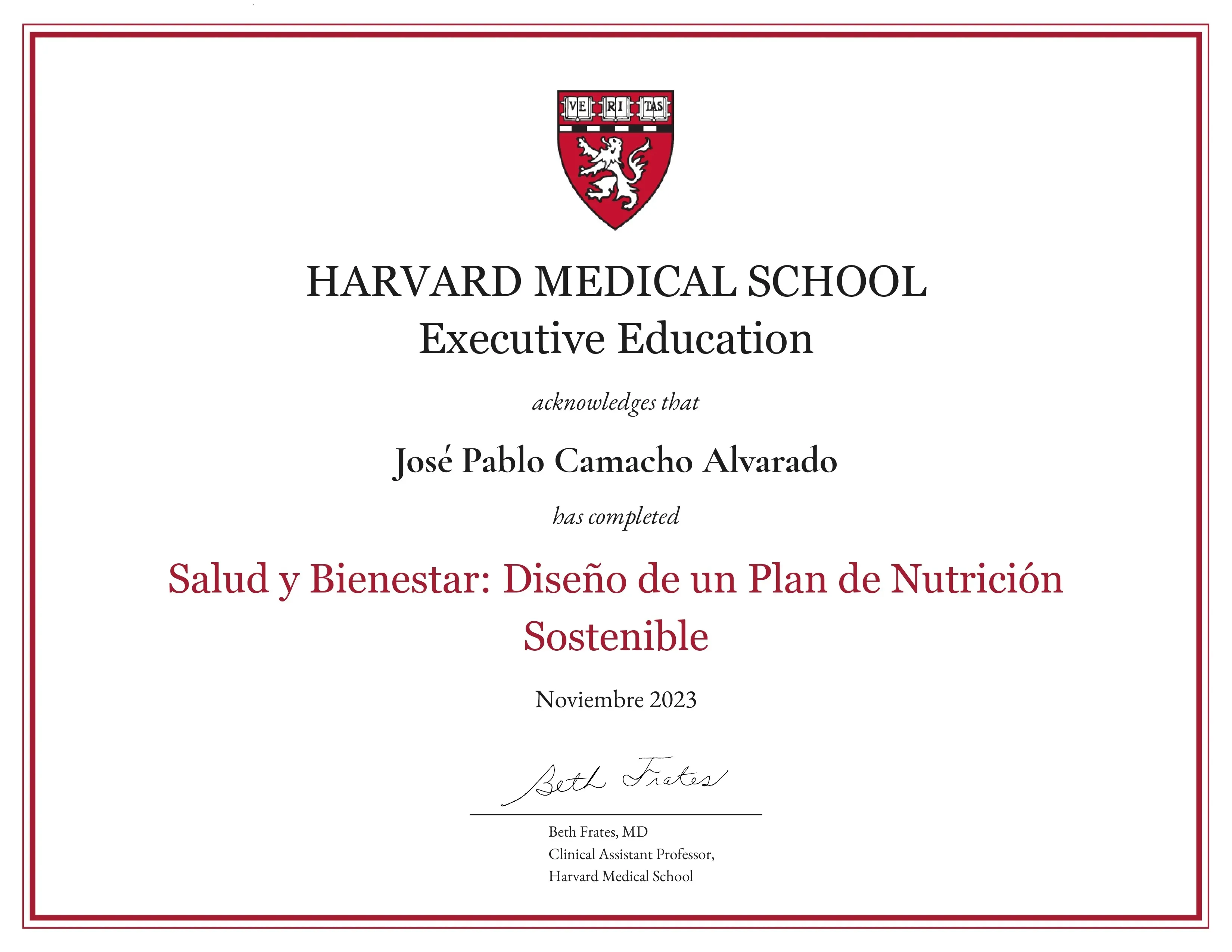 Harvard Certificate