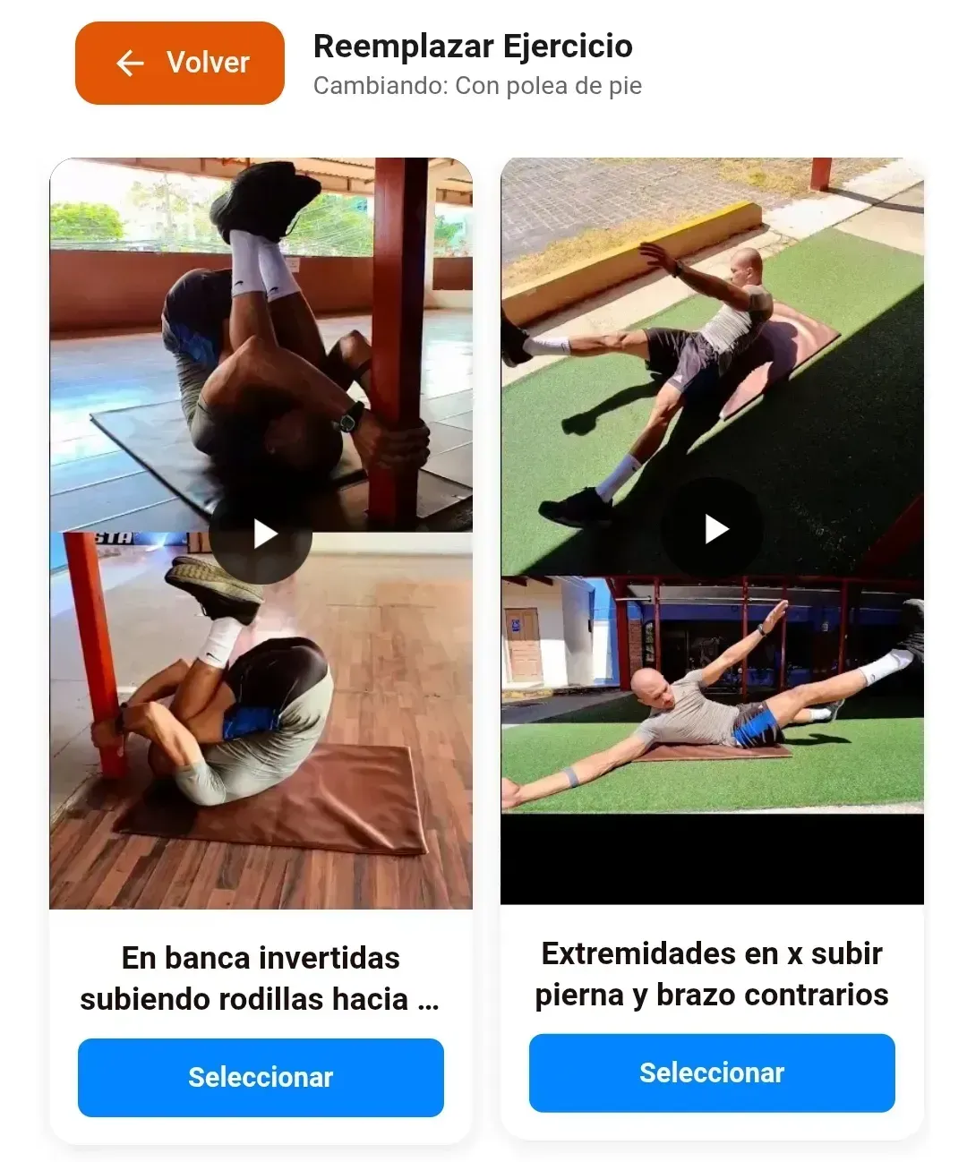 Sustitución inteligente de Ejercicios