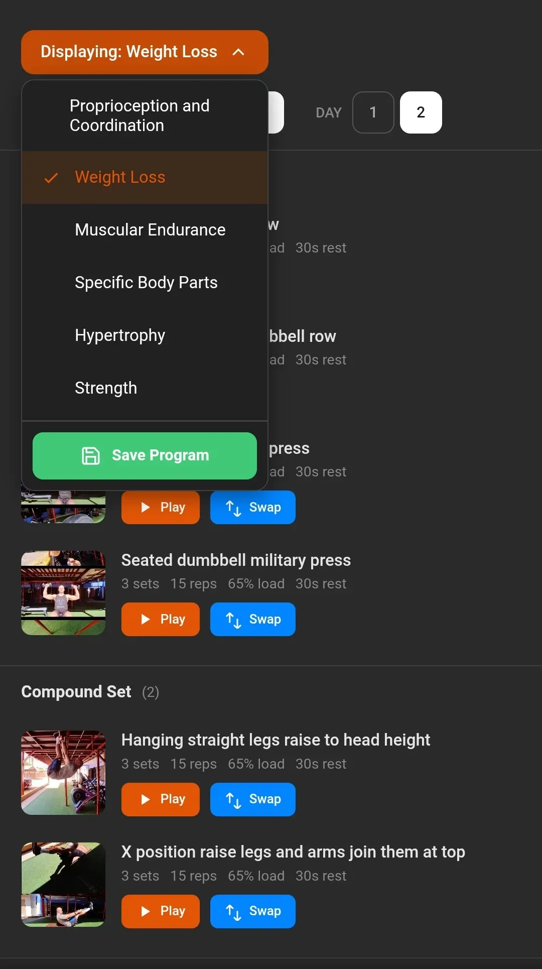 Personalized programs saving Instructor JP Mini App