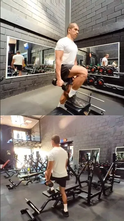 Bench Step Ups With Dumbbells Same Leg
